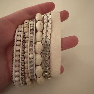 Victoria Emerson Silver and Cream Bracelet Set
